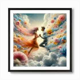 Couple Dancing In The Clouds Art Print