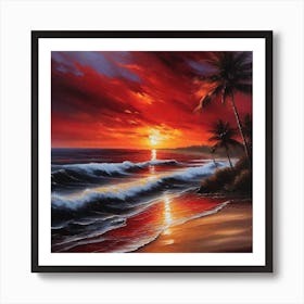 Sunset On The Beach 1073 Art Print