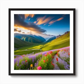 Sunset In The Mountains Art Print