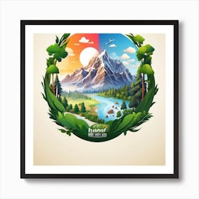 Landscape With Mountains And Trees Art Print