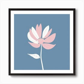 A White And Pink Flower In Minimalist Style Square Composition 253 Art Print