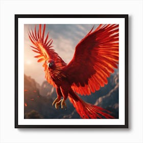 Ruby Phoenix: Dance of the Fiery Plumes Art Print