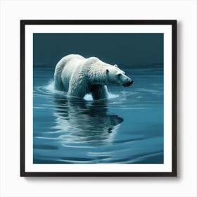 Wading through the Arctic Sea, Polar Bear Art Print