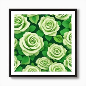 Green Roses Seamless Pattern 3 Art Print