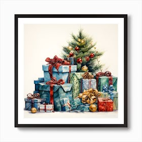 Elegant Christmas Giftbox Ilustration Series007 Art Print