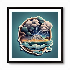 Ocean Storm With Large Clouds And Lightning 7 Art Print