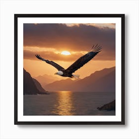 Bald Eagle At Sunset Art Print