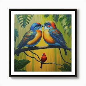 Two Birds Kissing Art Print