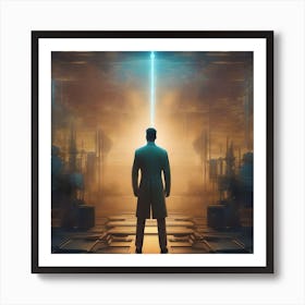 Man Standing In Front Of A Light Art Print