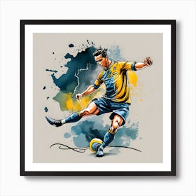 Soccer Player Kicking The Ball 1 Art Print