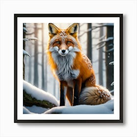 Fox In The Snow 7 Art Print