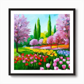 a flower garden in spring 6 Art Print