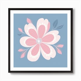 A White And Pink Flower In Minimalist Style Square Composition 244 Art Print