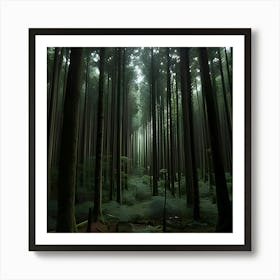 A Deep Forest Where The Trees Are So Densely Packed Together That Barely Any Sunlight Can Reach The Ground 2 Art Print