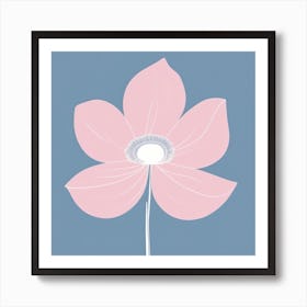 A White And Pink Flower In Minimalist Style Square Composition 724 Art Print