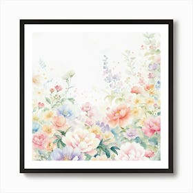 Watercolor Flowers Background 3 Art Print