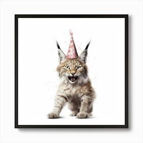 Lynx In Party Hat Art Print