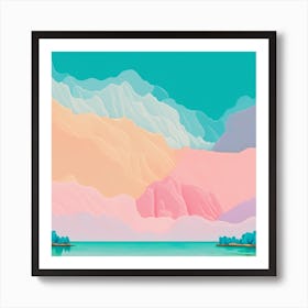 Mountains By The Sea  Abstract Landscape Painting Art Print