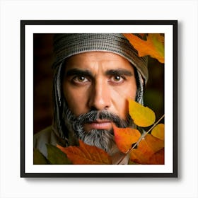 Firefly Weathered Man With Deep Green Eyes And Autumn Leaves 21452 Art Print