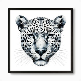 Leopard Head - Abstract Line Art Illustration 110 Art Print