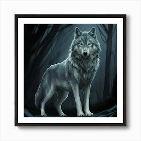 A Striking And Detailed Illustration Of A Majestic wolf Art Print