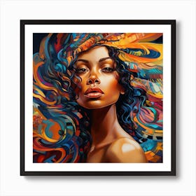 African American Woman With Colorful Hair Art Print