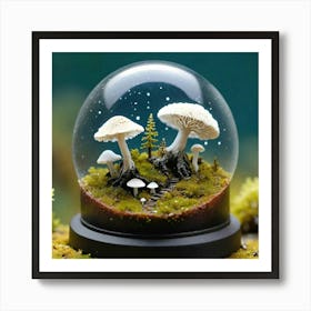 Snow Globe With Mushrooms Art Print