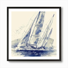 Sailboats In Water Art Print