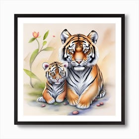 Tiger Mother And Cub 1 Art Print