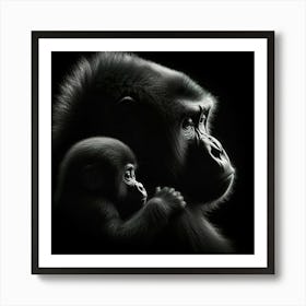 Black And White Gorillas Art Print