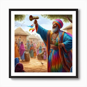 Man With A Horn Art Print