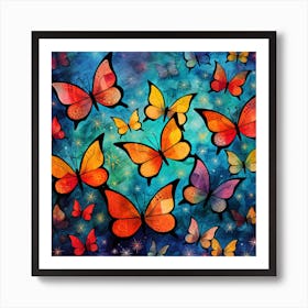 Butterflies In The Sky 3 Art Print