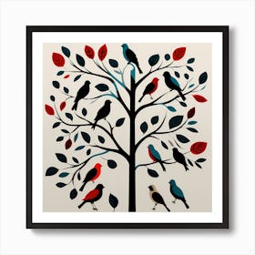 African Adinkra Symbols, Bird On a Branch, folk art, 124 Art Print