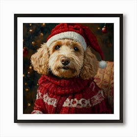 Christmas Goldendoodle 9 Art Print