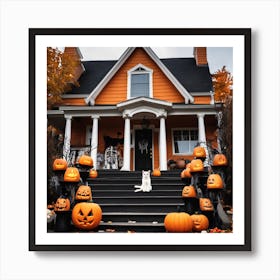 Halloween House With Pumpkins 5 Affiche