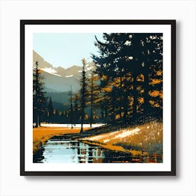 Pond In The Mountains Art Print