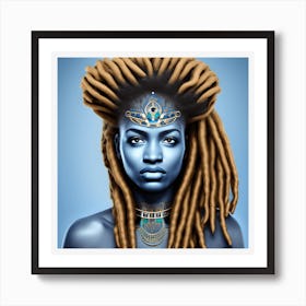 Blue Woman With Dreadlocks 1 Art Print