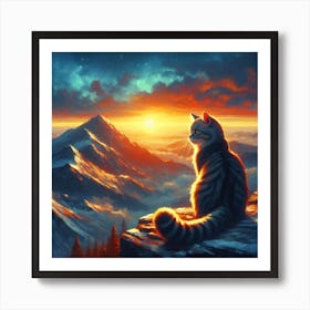 Cat In The Mountains 2 Art Print