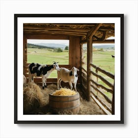 Goats In A Barn 3 Art Print