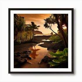 Landscape Mauritius Island Earthy Tones Art Print