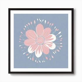 A White And Pink Flower In Minimalist Style Square Composition 184 Art Print