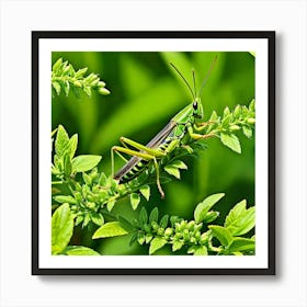 Grasshoppers Insects Jumping Green Legs Antennae Hopper Chirping Herbivores Garden Fields (14) Art Print