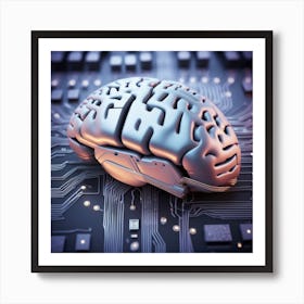 Brain On Circuit Board 12 Art Print