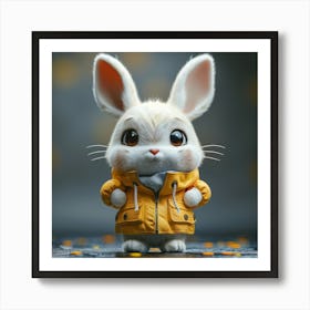 Cute Bunny In Yellow Jacket Art Print