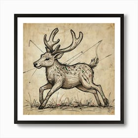 Deer With Arrows Art Print