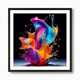 Fresh Colors Liquid 3d Design Spark Hot Palette Shapes Dynamism Vibrant Flowing Molten (10) Art Print