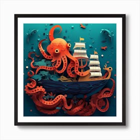 Octopus In The Sea Art Print