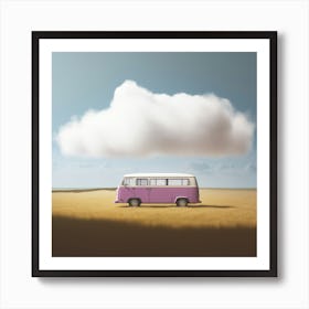 Pink Van With Cloud Art Print