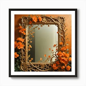 Mirror With Orange Flowers Art Print