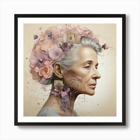 Lady With Flowers In Her Head Art Print